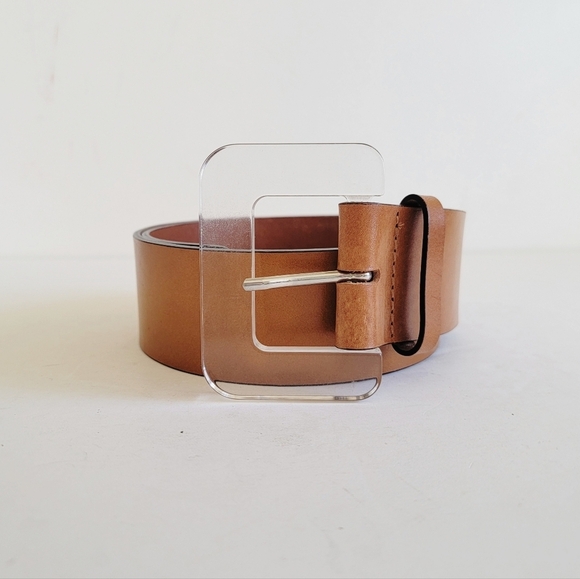 & other stories Tan Leather Belt Acrylic Buckle Size XS Brown Minimalist Boho main image 11